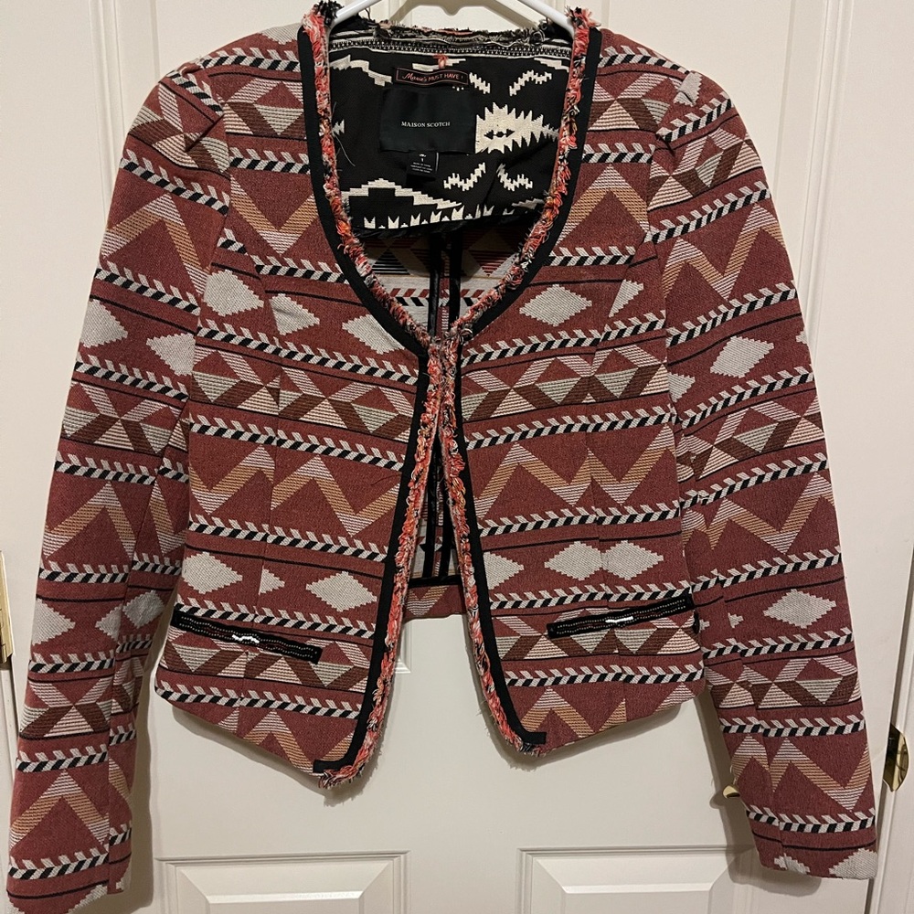 Chic Cropped Geometric Women's Blazer